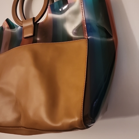 Vince Camuto PVC/ Leather Top Handle Tote Handbag - Picture 4 of 13